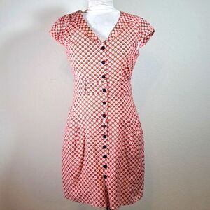 Lemisee Australia Women’s Dress Red Daisy Ditsy Floral Sz 10 Pockets Shirtdress